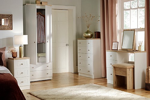Vienna Bedroom Furniture - Neutral Tones with Oak Tops